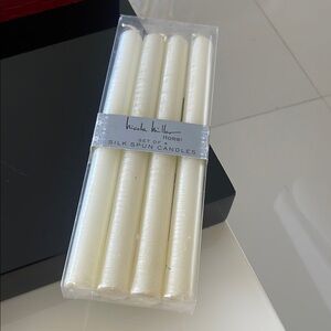 Nicole Miller Set of 4 Cream Silk Spun Taper Candles